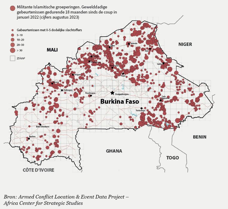 kaartje geweld in Burkina Faso 2023